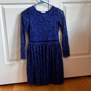 Chasing Fireflies Navy Lace Girls 12 Dress